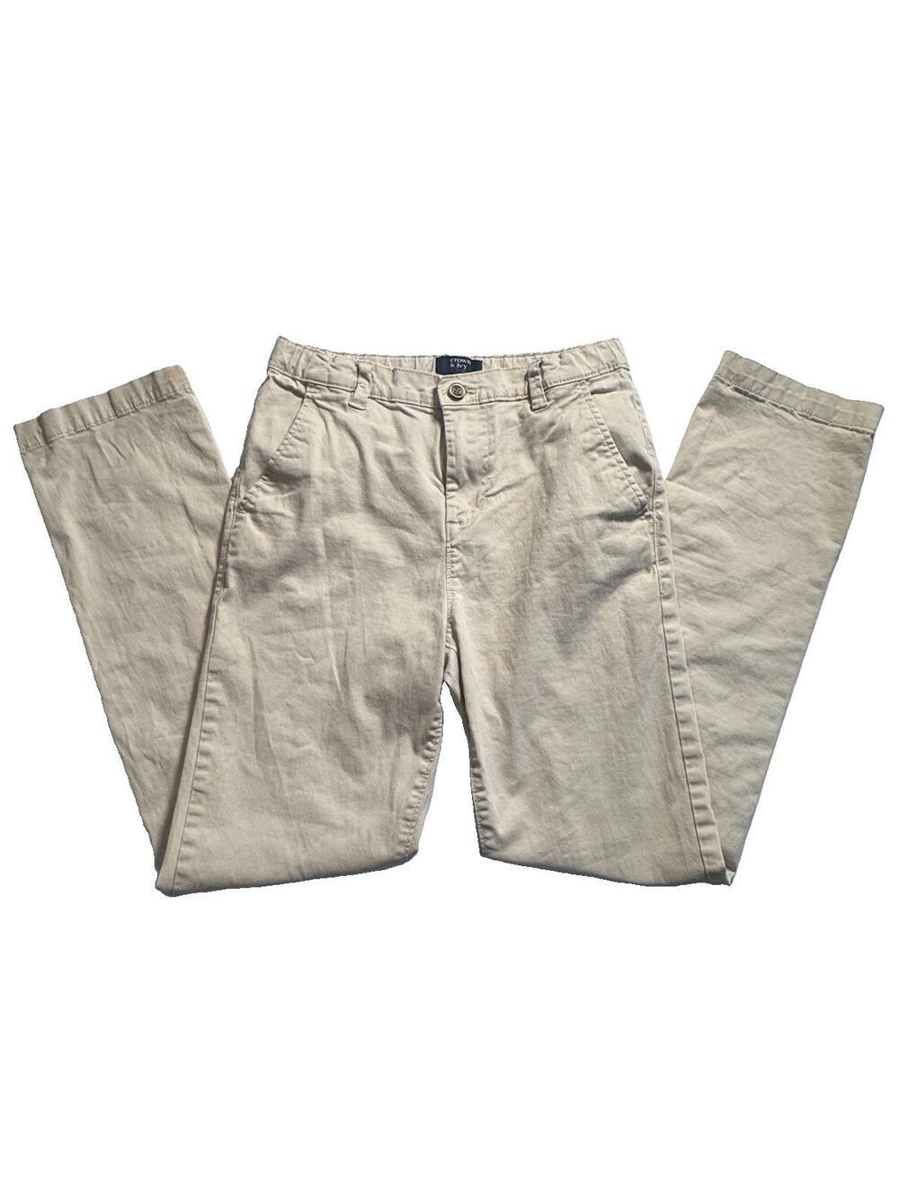 Crown & Ivy Kids Boys Khaki Chino Pants Size 14 Adjustable Waist Beige